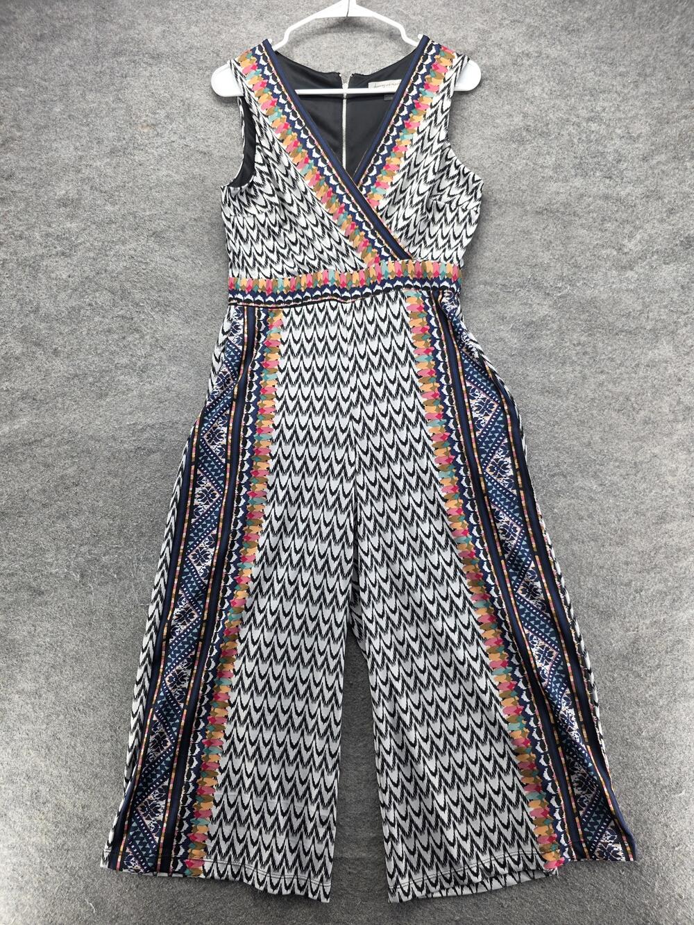 Danny & Nicole Jumpsuit Womens 10 Multicolor One-Piece V-Neck Sleeveless Lined